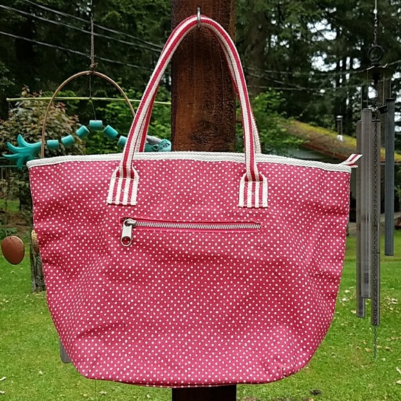 GONE American Eagle Outfitters Pink Polka Dot Tote - Picture 5 of 8